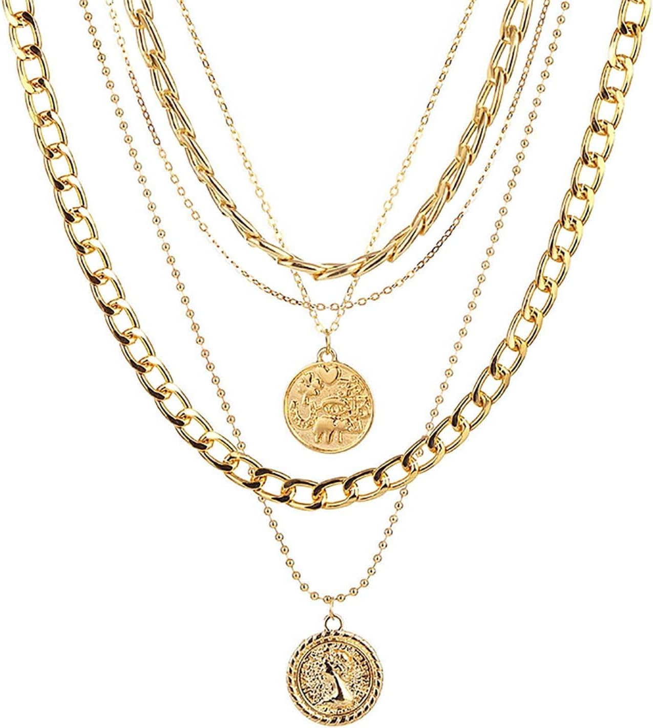 Women Fashion 80S - Layered Gold Pirate Necklace for Women