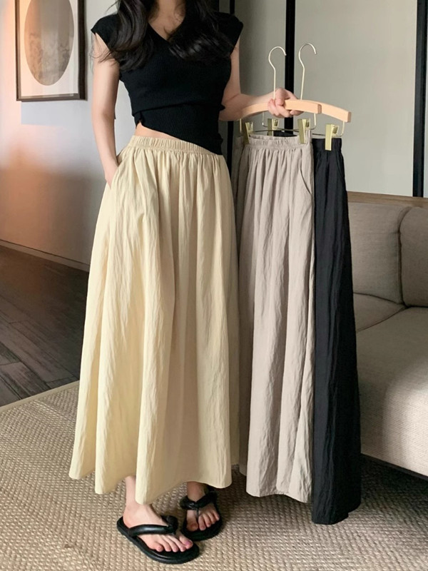 Pleated Skirt Women - Extra Large Size Ice Silk High