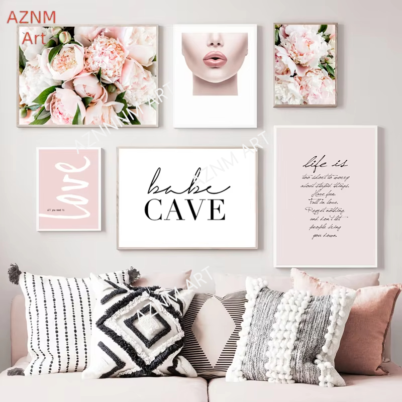 Fashion Women Picture - Gallery Wall Art Pictures Pink Peonies