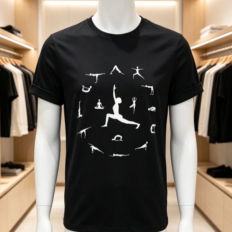 Women Fashion Pose - Women Cotton T‑Shirt Yoga Poses Silhouette