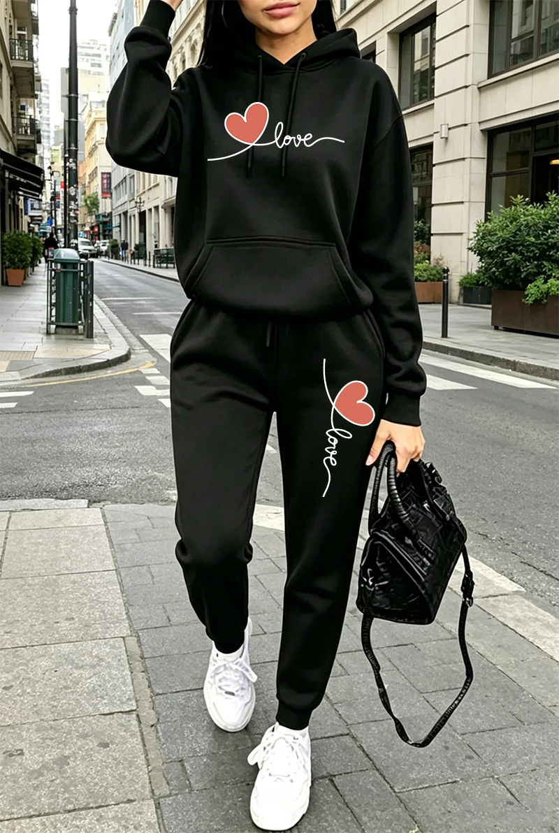 Women'S Fashion Hoodie - Womens Tracksuit Print Casual Long Sleeves