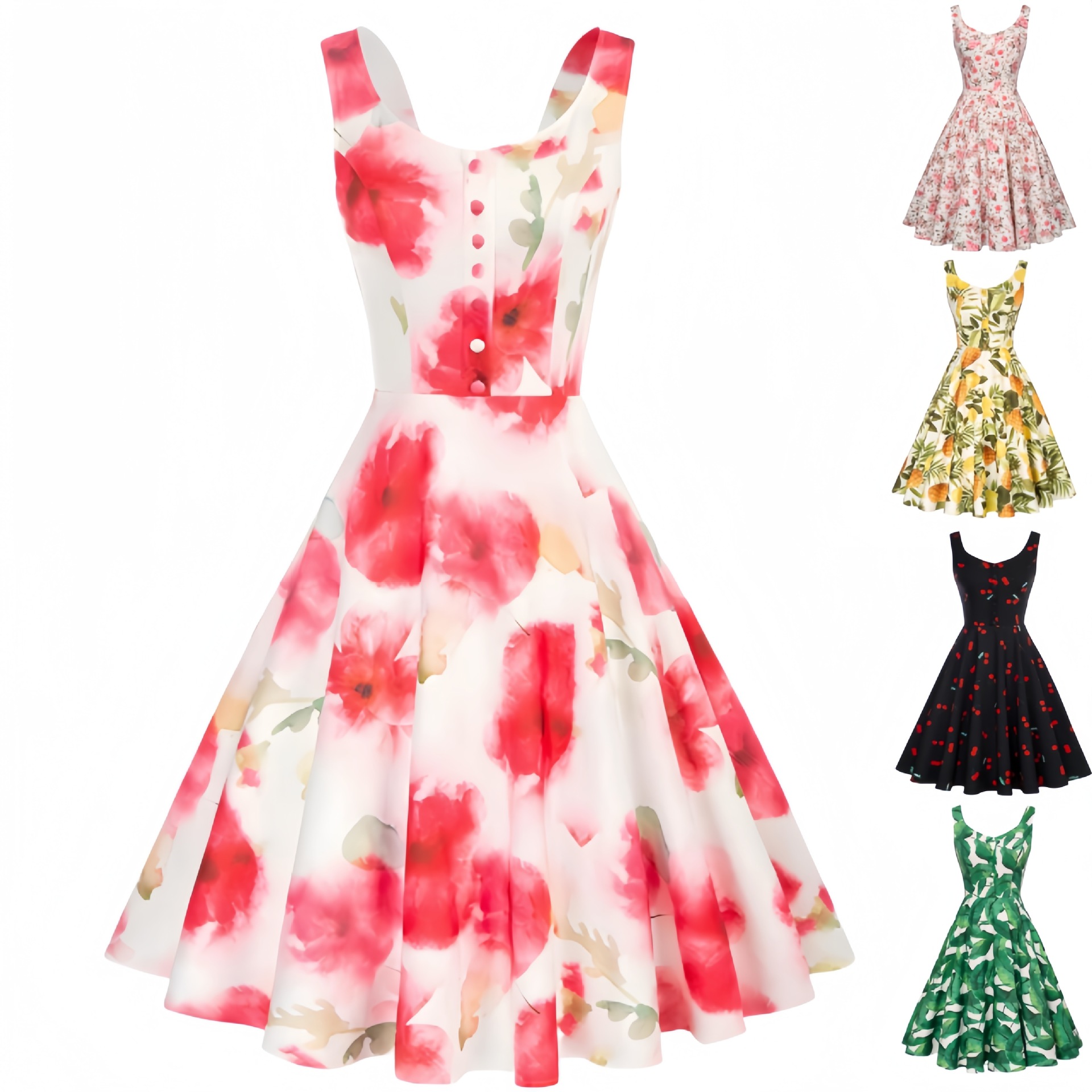 Women'S Fashion In The 1950S - 1950S Retro Sleeveless Cocktail Dress Summer