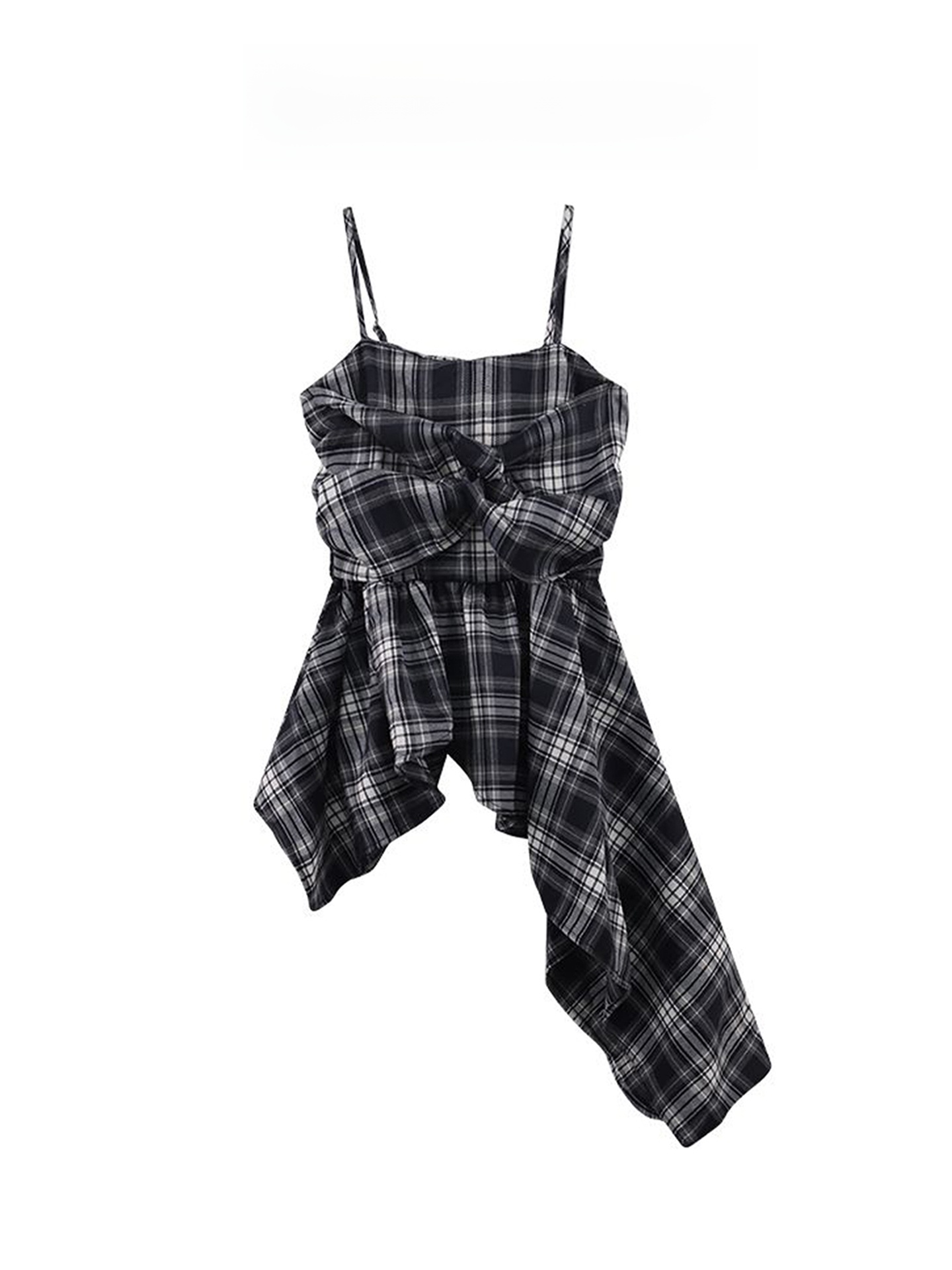 Women Fashion Usa - Retro American Plaid Sleeveless Wrap Dress