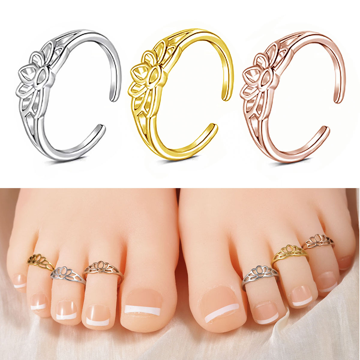Stainless Steel Lotus Flower T - Women'S Fashion Rings Gold ulasan dan harga