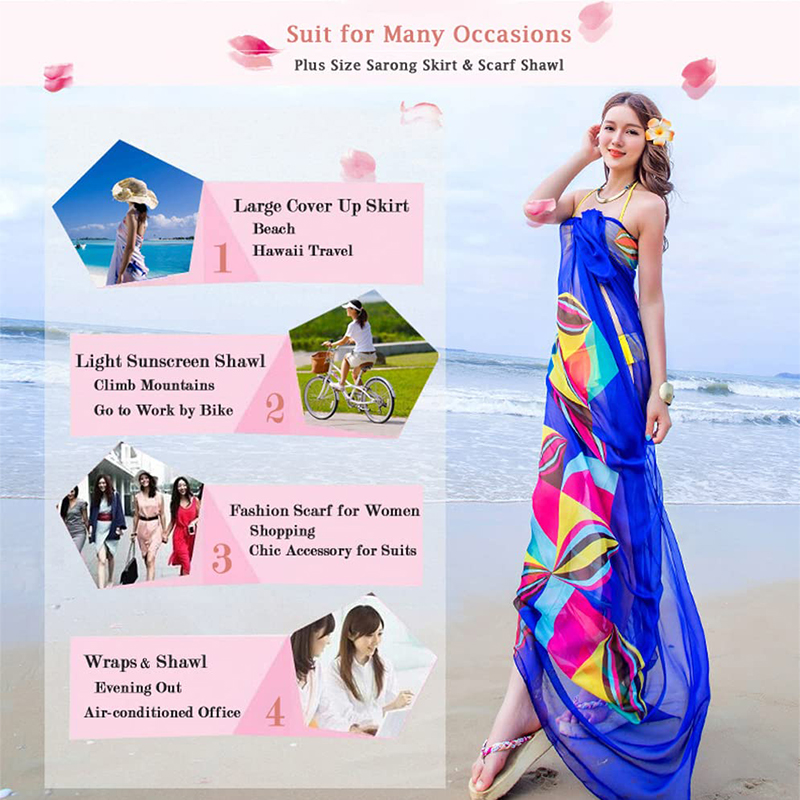 Pareo Scarf Women Beach Sarong - Printed Wrap Skirt ulasan dan harga