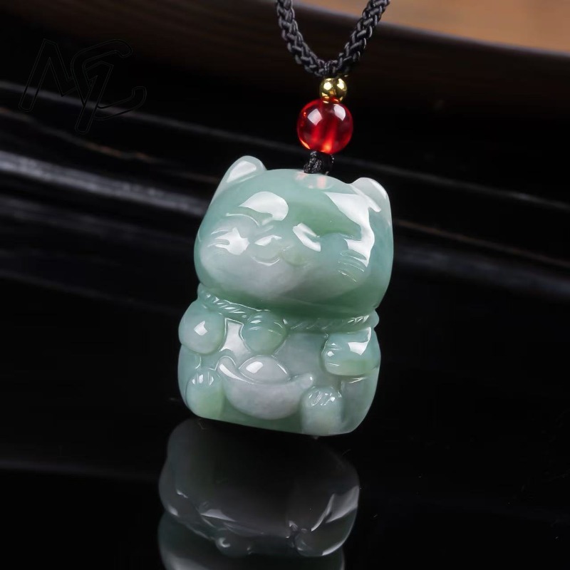 Natural Emerald Jade Lucky Cat - Women Fashion Necklace ulasan dan harga