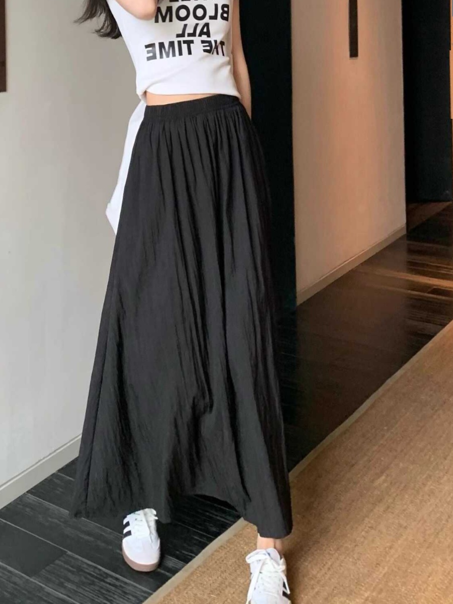 Extra Large Size Ice Silk High - Pleated Skirt Women ulasan dan harga