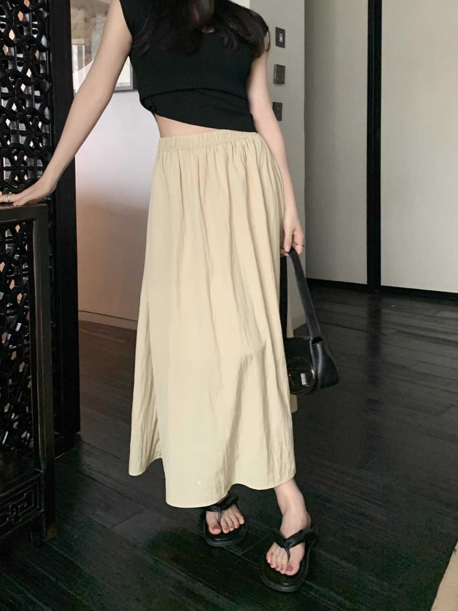 Extra Large Size Ice Silk High - Pleated Skirt Women ulasan dan harga