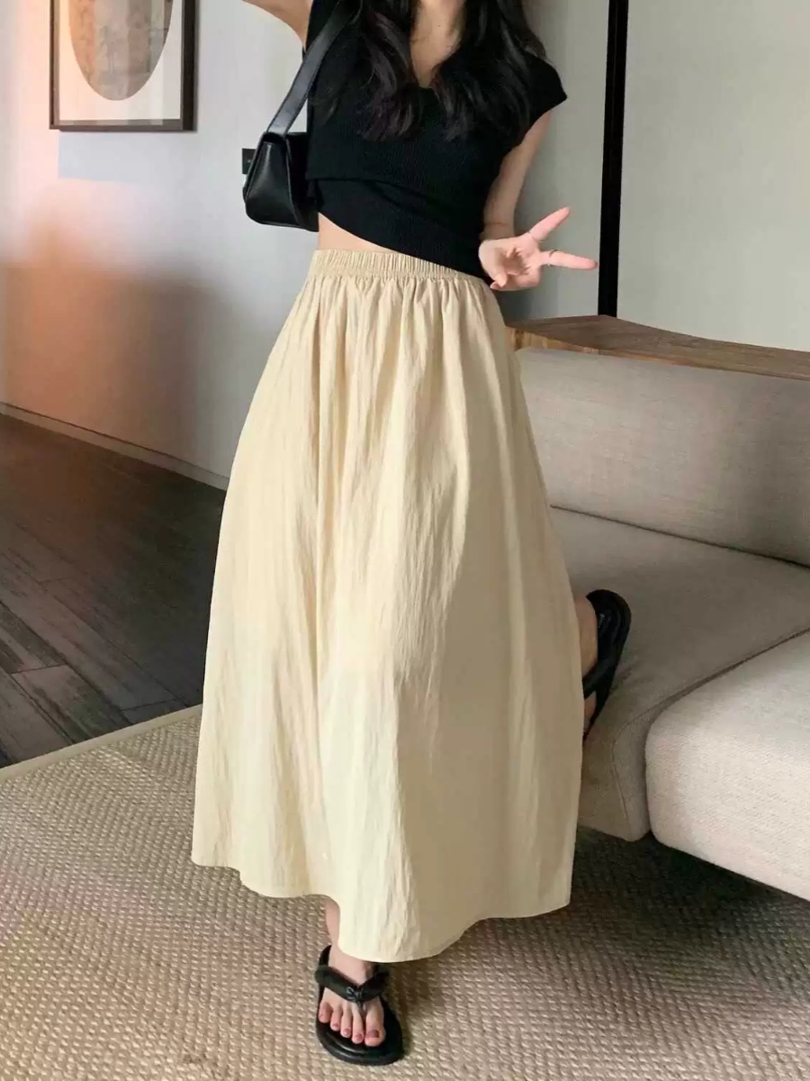 Extra Large Size Ice Silk High - Pleated Skirt Women ulasan dan harga