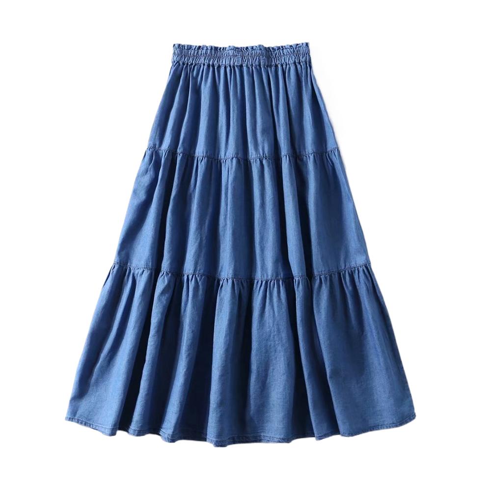 Women' Pleated Denim ruffled s - Pleated Skirt Women ulasan dan harga