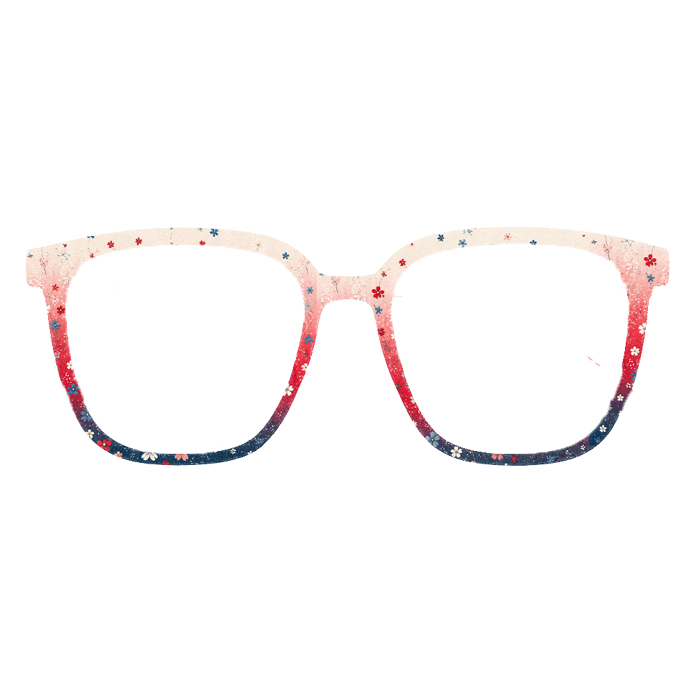 Vintage Floral Print Square Ey - Women'S Fashion Eyeglass Frames ulasan dan harga