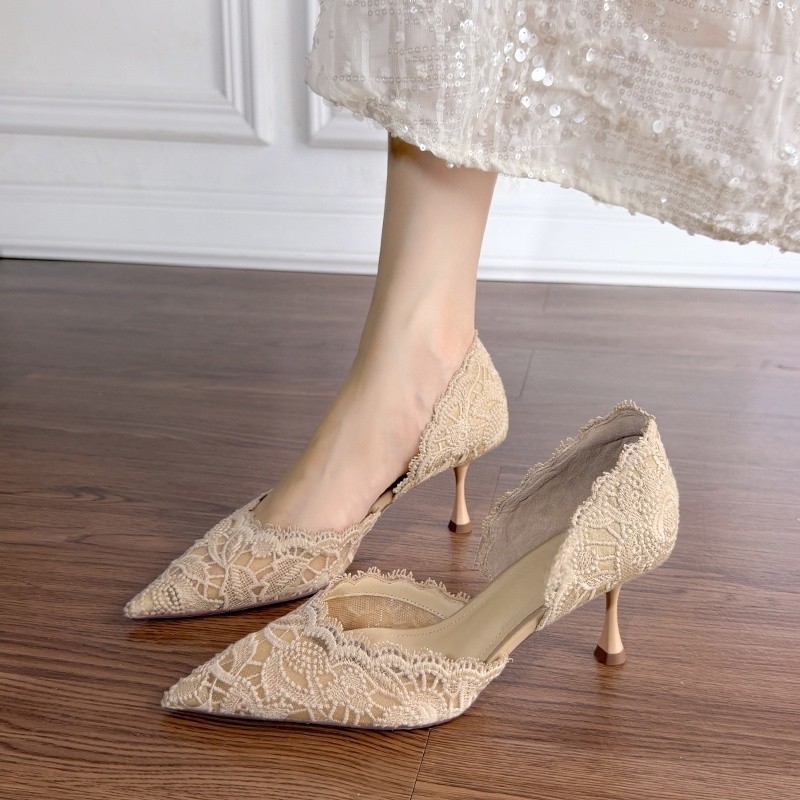 Lace Pointed Toe High Heels Wo - Women Fashion Heels ulasan dan harga