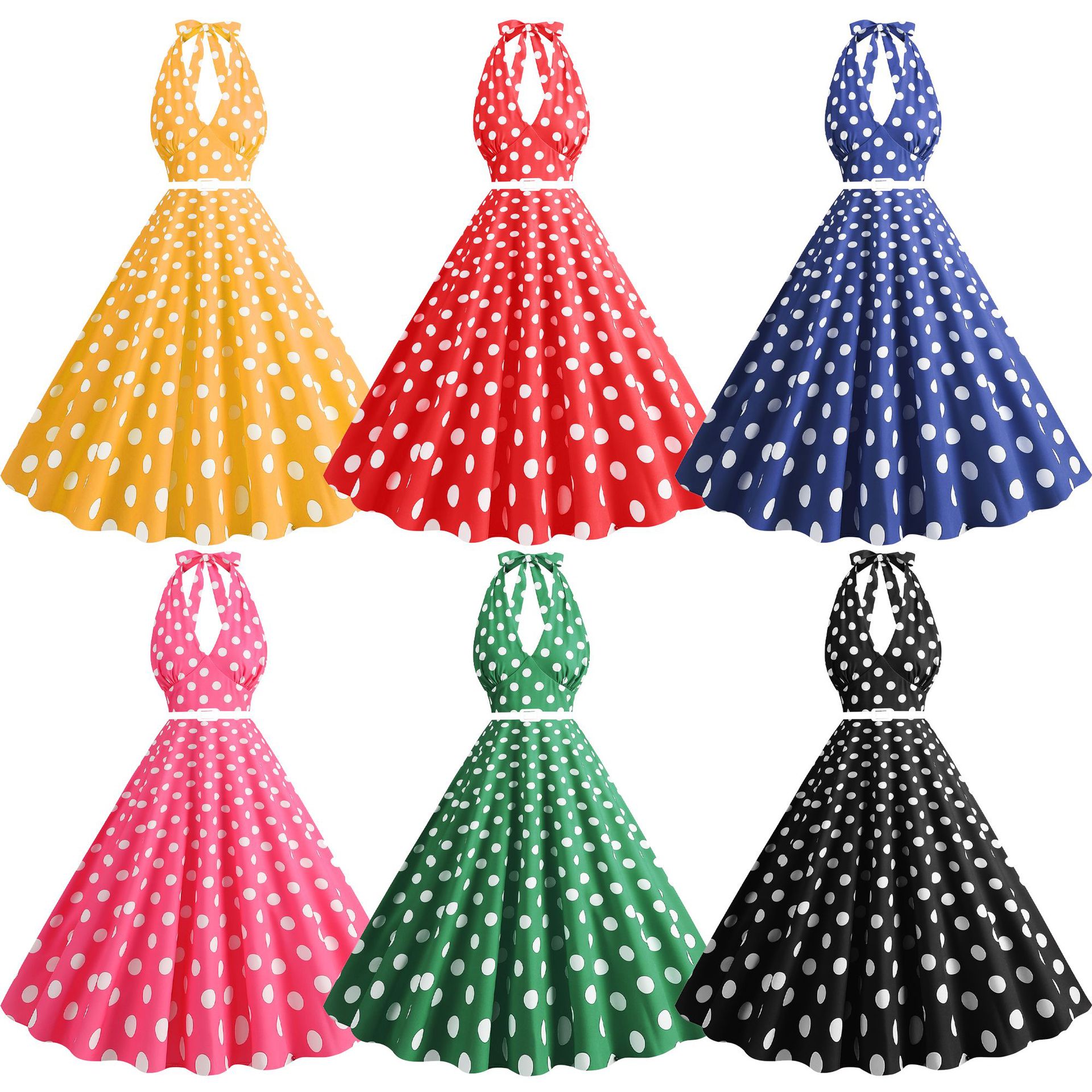 Sexy Halter Deep V-Neck 1950s  - Women'S Fashion In The 1950S ulasan dan harga