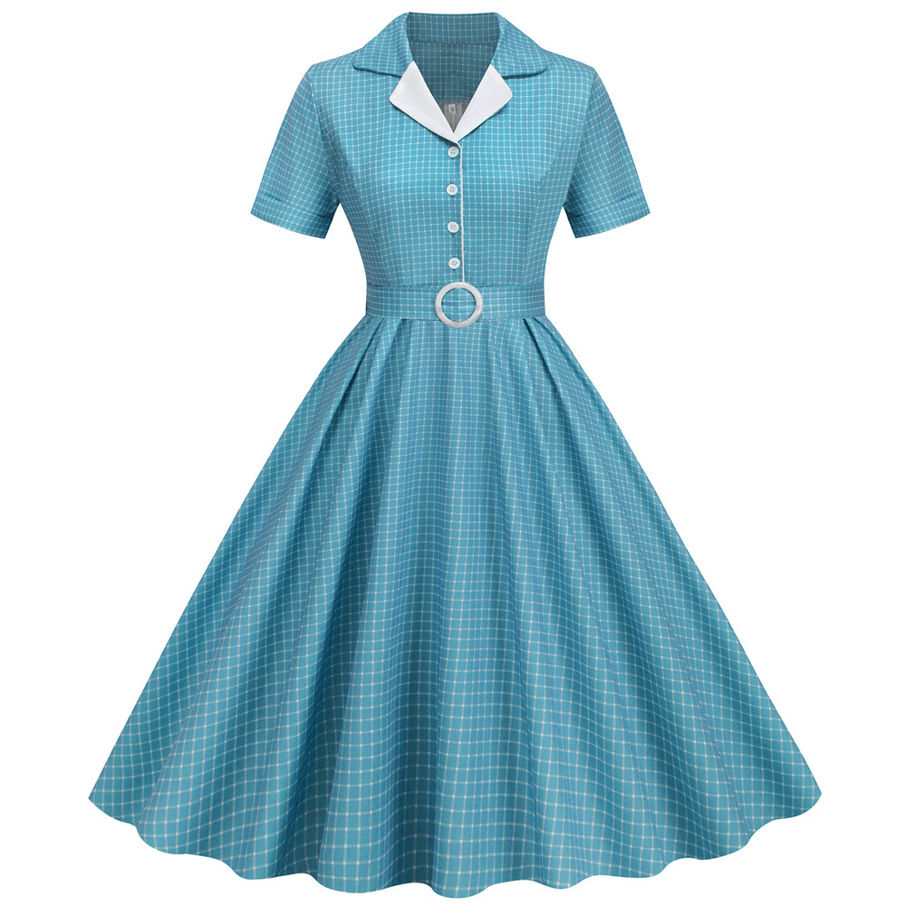 Plaid Vintage Office Summer Dr - Women'S Fashion From The 60S ulasan dan harga