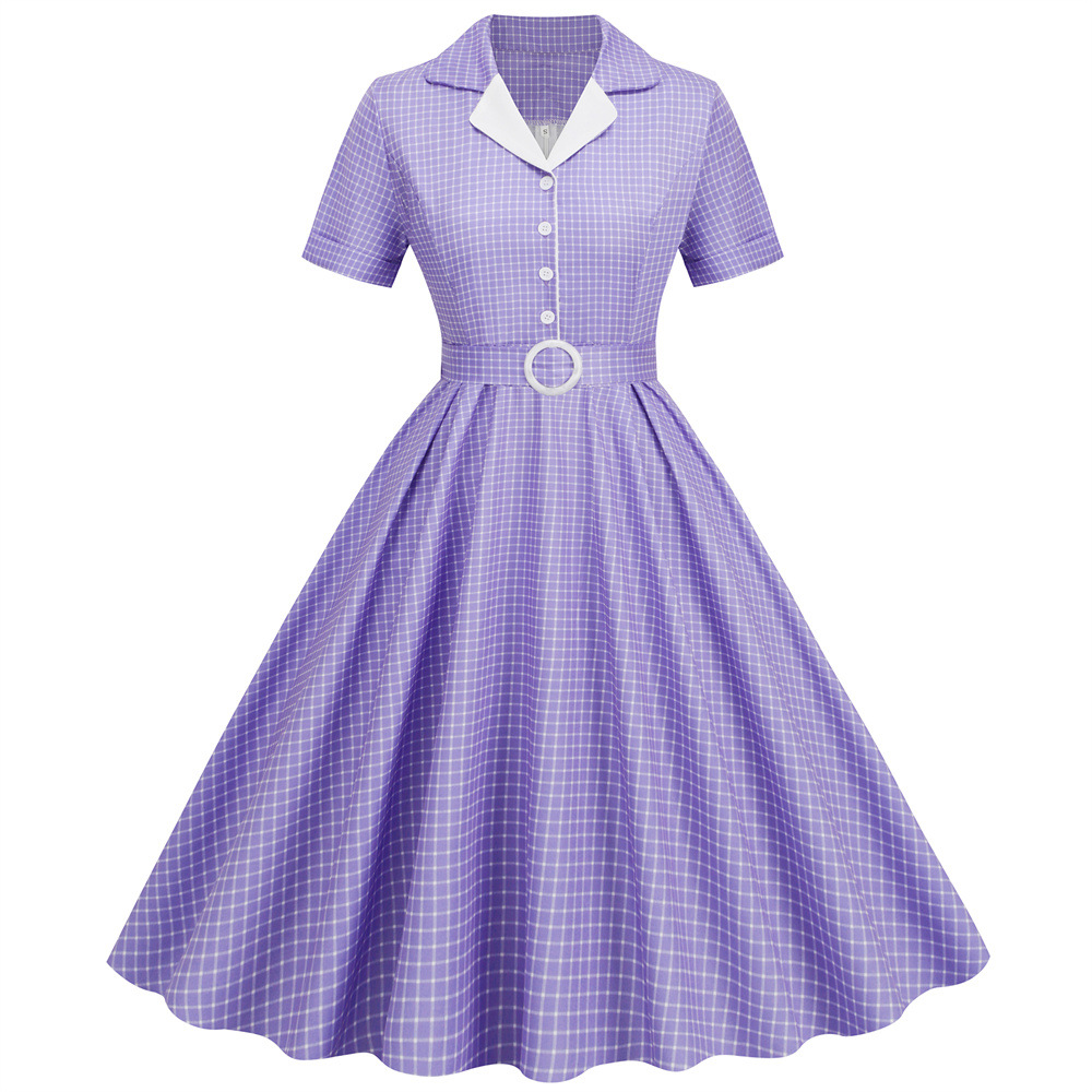 Plaid Vintage Office Summer Dr - Women'S Fashion From The 60S ulasan dan harga