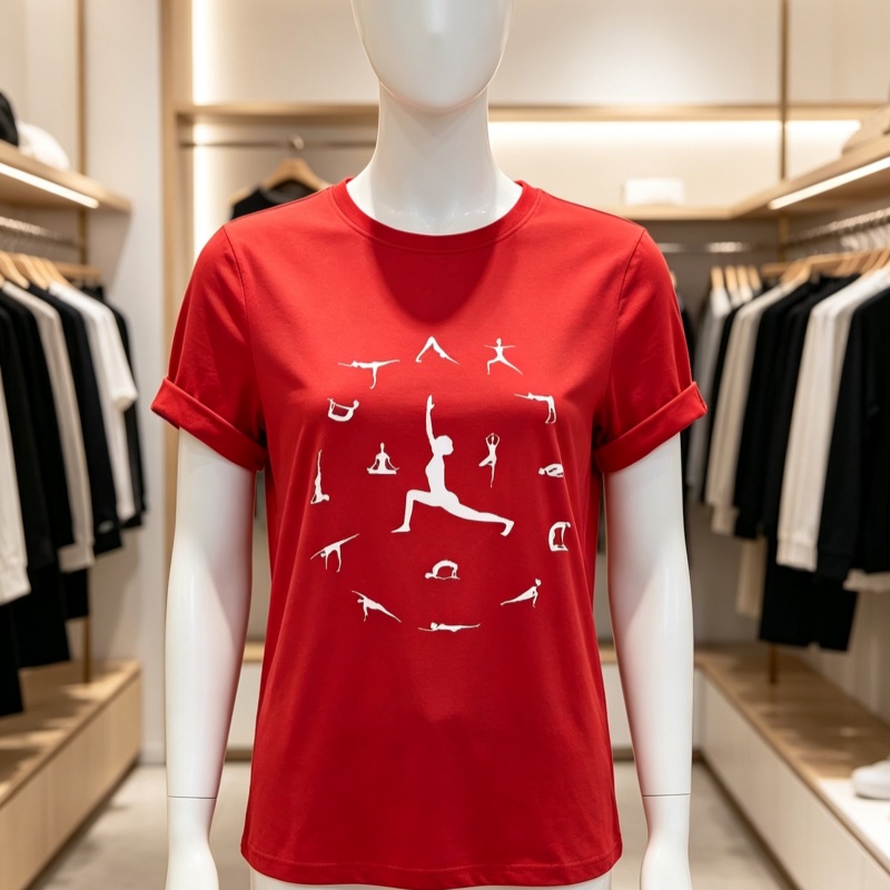 Women Cotton T‑Shirt Yoga Pose - Women Fashion Pose ulasan dan harga