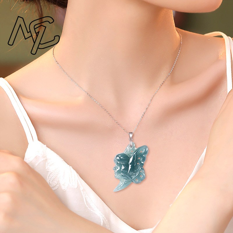 S925 Silver Natural Blue Water - Women Fashion Necklace ulasan dan harga