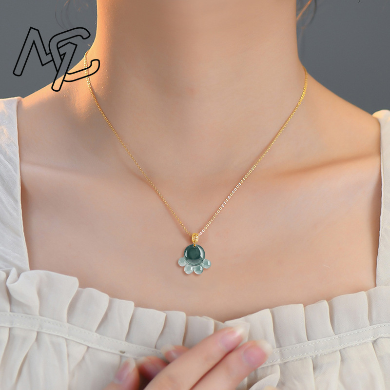 Natural Real Emerald Blue Wate - Women Fashion Necklace ulasan dan harga