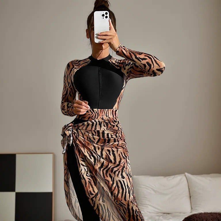 2026 Modest Muslim Burkini 2‑P - Printed Wrap Skirt ulasan dan harga