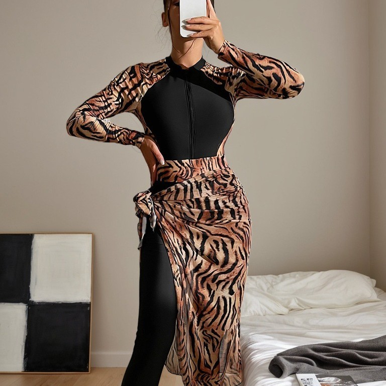 2026 Modest Muslim Burkini 2‑P - Printed Wrap Skirt ulasan dan harga