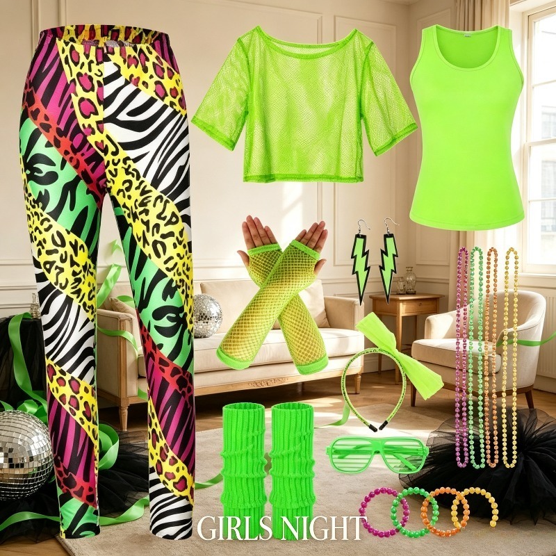Girls Aged 14 and Above Shiny  - Women Fashion 80S ulasan dan harga