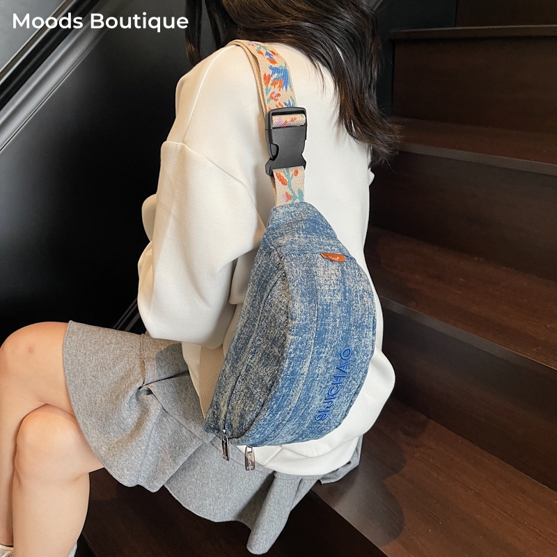 Denim Blue Chest Bags For Wome - Women'S Fashion Boutique ulasan dan harga